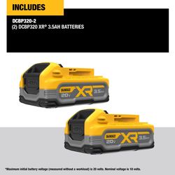 DeWalt 20V MAX XR DCBP320-2 3.5 Ah Lithium-Ion Battery 2 pc