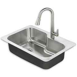 American Standard Stainless Steel Dual Mount Single Bowl Kitchen Sink Silver