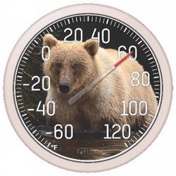 Taylor Polar Bear Design Dial Thermometer Plastic Multicolored 13.25 in.