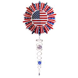Spinfinity Designs Multi-color Stainless Steel 6.5 in. Spiral US Flag Mini Set Outdoor Spinner