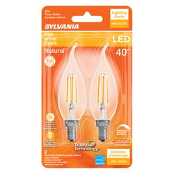Sylvania Natural B10 E12 (Candelabra) LED Bulb Soft White 40 W 2 pk
