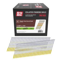 Grip-Rite 2-3/8 in. L X 12 Ga. Angled Strip Hot-Dip Galvanized Framing Nails 21 deg 2500 pk