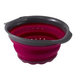 Squish Gray/Pink Polypropylene/TPR Collapsible Colander 3 cups