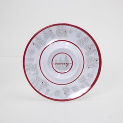 Gerson Red/White Holiday Cardinal Chip and Dip Plate