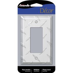 Amerelle Diamond Silver 1 gang Stamped Aluminum Decorator Wall Plate 1 pk