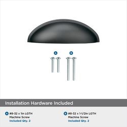 Amerock Transitional Cup Cabinet Cup Pull 3 in. Matte Black Black 1 pk