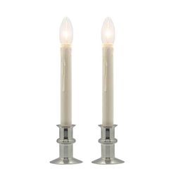 Celestial Lights Brushed Nickel No Scent Dual Intensity REMOTE HUGGER Battery Operated 2pk Candle 6.