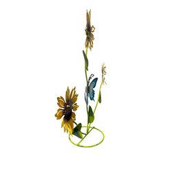 Creative Decor Multicolored Metal 24 in. H Sunflowers/Butterfly Outdoor Decoration