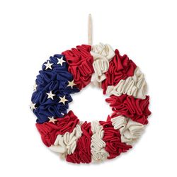 Glitzhome Patriotic Wreath Linen/Other/Styrofoam 1 pc 18