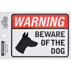 HILLMAN English White Beware Decal 4 in. H X 6 in. W
