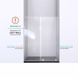 DreamLine Mirage-X 58 in. H X 56-60 in. W Chrome Frameless Tub Door