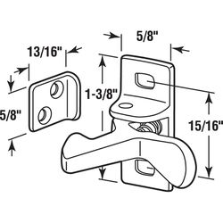 Prime-Line 1.3 in. H X 0.63 in. W X 0.9 in. D Bronze Zinc Elbow Catch