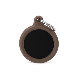 MyFamily Hushtag Black/Brown Circle Aluminum Dog Pet Tags Medium