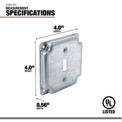 Southwire Square Steel 1 gang 4 in. H X 4 in. W Toggle Switch Cover