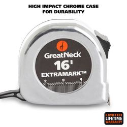 GreatNeck ExtraMark 16 ft. L X 3/4 in. W Tape Measure 1 pk