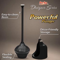 Korky Toilet Plunger and Caddy 13.75 in. L X 6 in. D