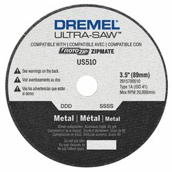 Dremel Ultra-Saw 3-1/2 in. D X 1/2 in. X 0.049 in. thick Aluminum Oxide Metal Cutting Wheel 1 pc