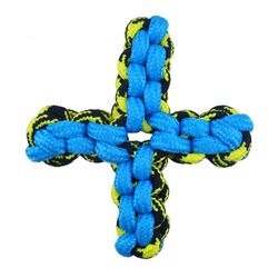 Boss Pet Pet Park Blvd For Dog Blue Woven Paracord Twisted Quad Rope Dog Tug Toy 1 pk