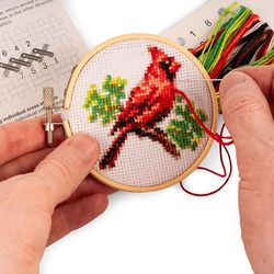 Kikkerland Cardinal Mini Cross Stitch Embroidery Kit 1 pk