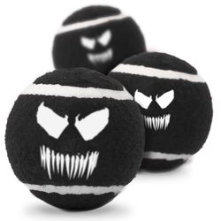 Buckle-Down Marvel Comics For Dog Black/White Venom Face Squeaky Tennis Ball 3 pk