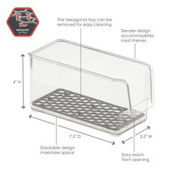 Spectrum Hexa 4 in. H X 3.5 in. W X 7.5 in. D Plastic Fridge Bins Storage