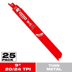 Diablo 9 in. Bi-Metal Thin Metal Reciprocating Blade 20/24 TPI 25 pk