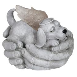 Exhart Gray Resin 6.13 in. H X 8.25 in. L X 6.75 in. W Cradled Angel Dog Memorial Statue