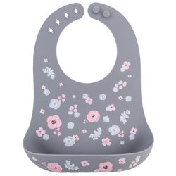 Stephen Joseph Charcoal Flower Bib Silicone 1 pk