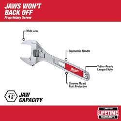 Milwaukee SAE Wide Jaw Adjustable Wrench 8 in. L 1 pc