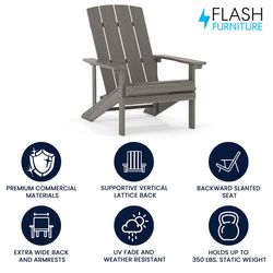 Flash Furniture Charlestown Gray Resin Frame Adirondack Chair
