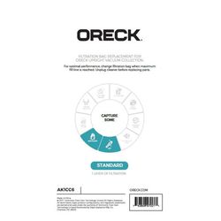 Oreck Vacuum Bag For Oreck Elevate Upright Vacuums with Docking System 6 pk Standard/CCPK8 Antimicro