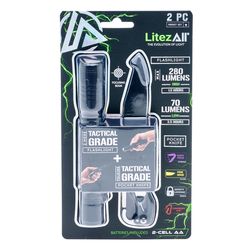 LitezAll 280 lm Black LED Tactical Flashlight AA Battery