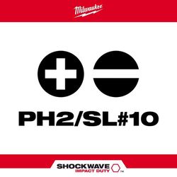 Milwaukee Shockwave Phillips/Slotted PH2/SL1-4 in. X 2-3/8 in. L Impact Double-Ended Power Bit Steel