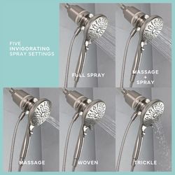 Danco Seventy Brushed Nickel ABS 5 settings Handheld Showerhead 1.8 gpm