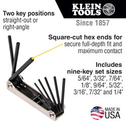 Klein Tools Assorted SAE Fold-Up Hex Key Set 1 pc