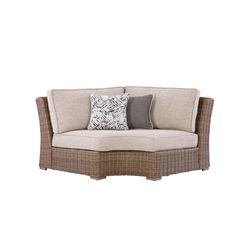 Signature Design by Ashley Carmel Bay Brown Aluminum Frame Curved Chair Beige