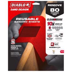 Diablo Sand Demon 9 in. L X 11 in. W 80 Grit Ceramic Blend Sanding Sheet 4 pk