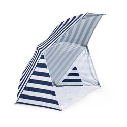 Oniva Brolly Beach Umbrella Tent 70.8 in. Navy White Stripe Beach Umbrella Tent