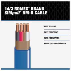 Southwire 100 ft. 14/3 Solid Romex Type NM-B WG Non-Metallic Wire