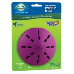 PetSafe Busy Buddy For Dog Purple Rubber Twist N Treat Dog Toy Medium 1 pc