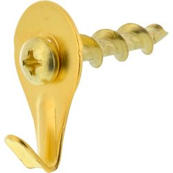 HILLMAN Wall Dog Brass-Plated Gold Self-Drilling Picture Hanger 50 lb 2 pk
