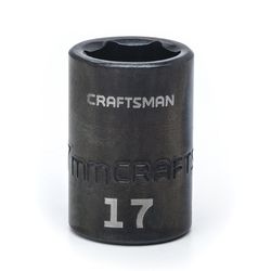 CRAFTSMAN 17 mm X 1/2 in. drive Metric 6 Point Shallow Impact Socket 1 pc