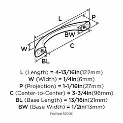 Amerock Contemporary Arch Cabinet Pull 3-3/4 in. Satin Nickel Silver 1 pk