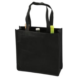 True 3 bottle Black Non-Woven Fabric Wine Tote
