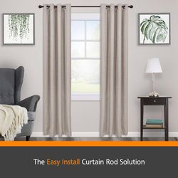 Kenney Fast Fit Weathered Brown Modern/Contemporary Curtain Rod 36 in. L X 66 in. L