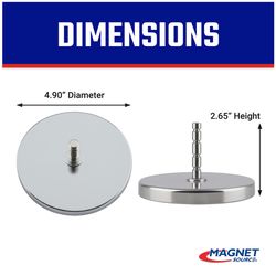 Magnet Source 3.625 in. L X 4.9 in. W Silver Round Magnet with Hook 200 lb. pull 1 pc