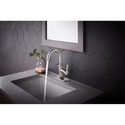Oakbrook Collection Alexis Brushed Nickel Modern Single-Handle Bathroom Sink Faucet 4 in.