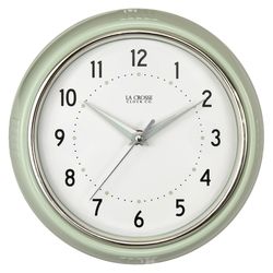 La Crosse Technology 9.5 in. L X 9.5 in. W Indoor Vintage Analog Wall Clock Glass/Plastic Green