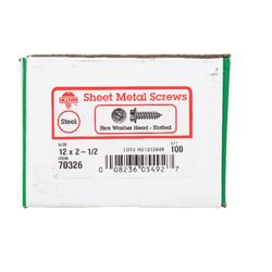 HILLMAN No. 12 Ga. X 2-1/2 in. L Slotted Hex Washer Head Sheet Metal Screws 100 pk