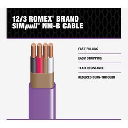 Southwire 250 ft. 12/3 Solid Romex Type NM-B WG Non-Metallic Wire